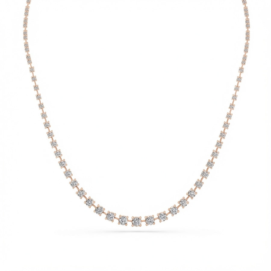 6.8 Ct Round Cut Diamond Tennis Necklace VS1 D-F White Gold 14k