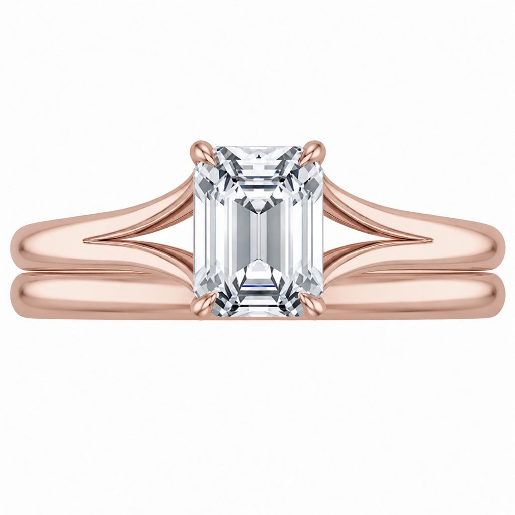 1.75 CT Reverie Lab-Grown Diamond 2PCS Bridal Set in 14K Yellow Gold – Contemporary Ribbon Solitaire Wedding Design