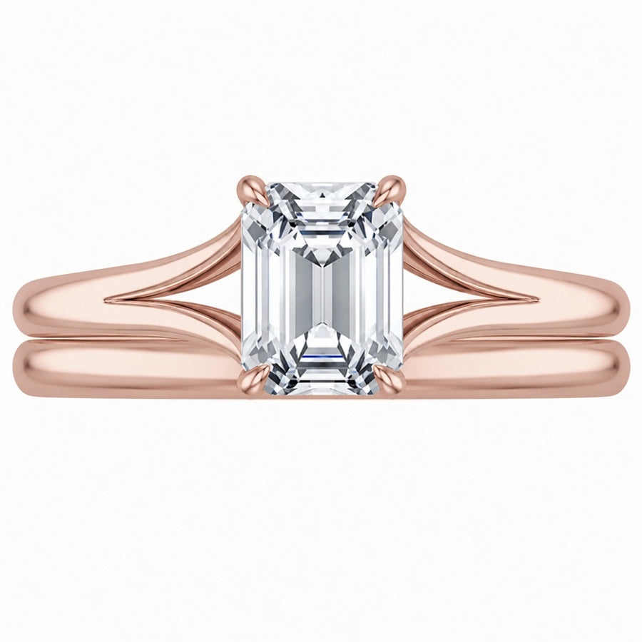 1.75 CT Reverie Lab-Grown Diamond 2PCS Bridal Set in 14K Yellow Gold – Contemporary Ribbon Solitaire Wedding Design
