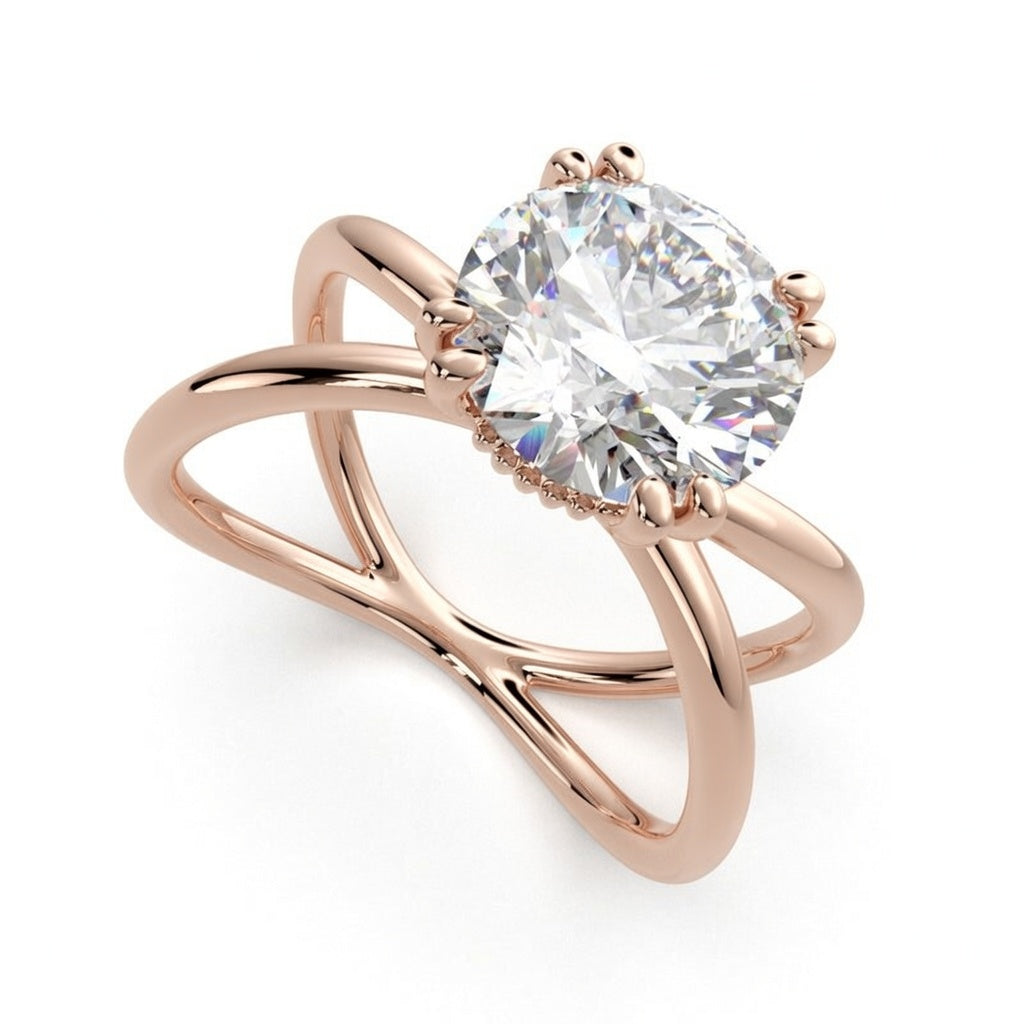 Tatiana 2 Carat Round Cut Solitaire Split Shank Engagement Ring
