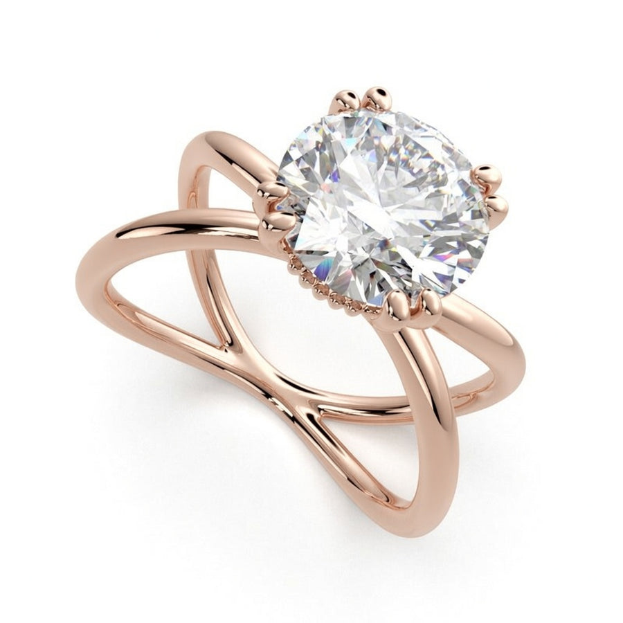 Tatiana 2 Carat Round Cut Solitaire Split Shank Engagement Ring