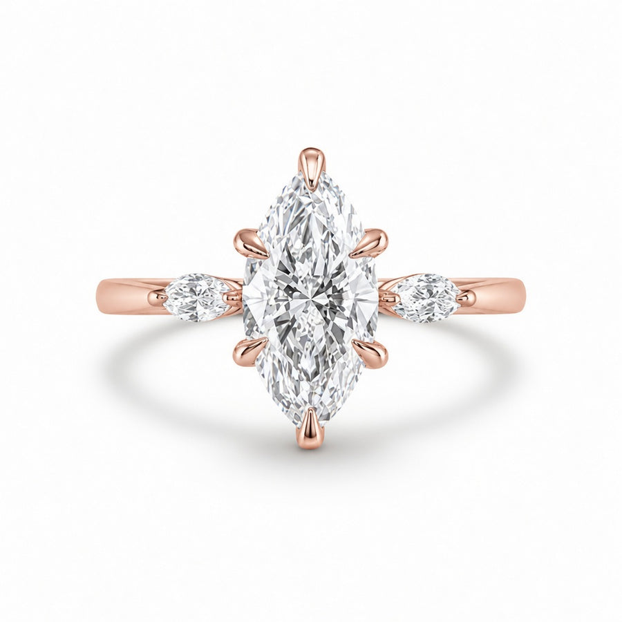 3.00 CT Marquise Lab-Grown Diamond Three-Stone Engagement Ring in 14K White Gold – Anniversary Trilogy Design