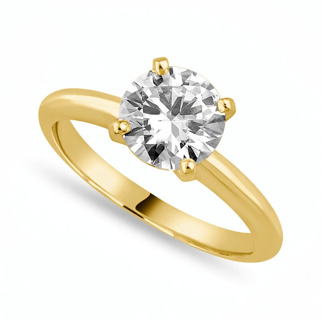 Violet 3 ct Lab Grown Round Cut Classic 4 Prong Diamond Engagement Ring