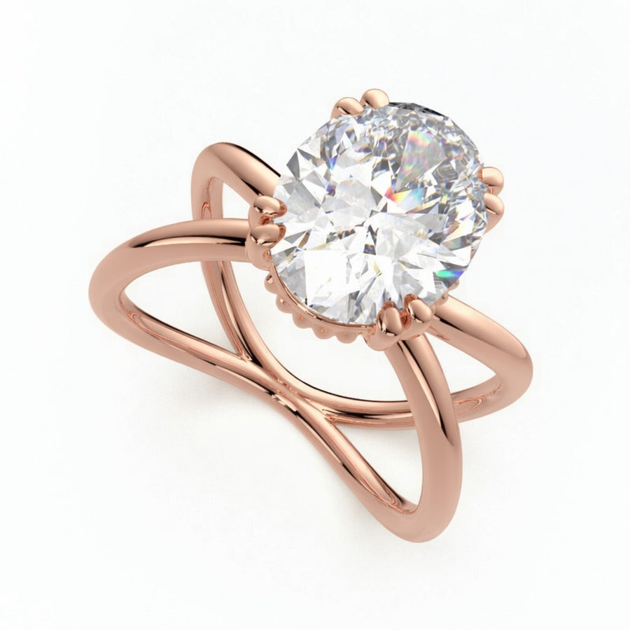 Tatiana 3 Carat Oval Cut Solitaire Split Shank Engagement Ring