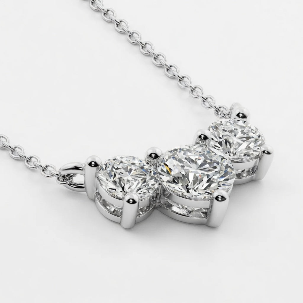 14K White Gold Three-Stone Round Lab-Grown Diamond Pendant (1.00 CTW – D–F / VS1–VS2)