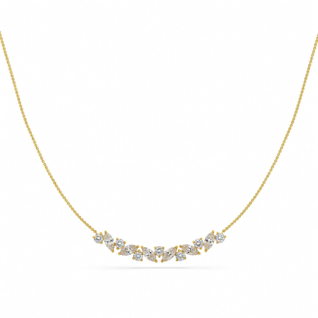 1.75 Ct Round Marquise Cut Diamond Chain Necklace VS1 D-F White Gold 14k