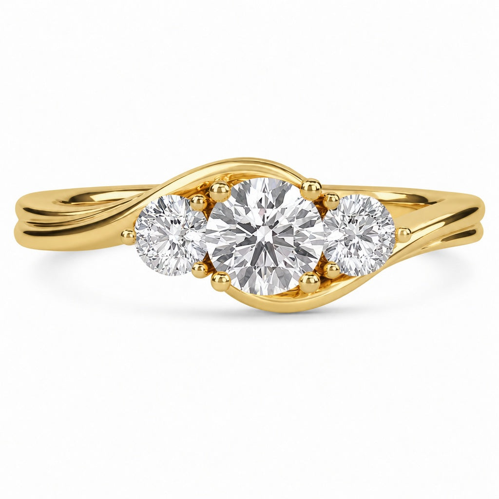 1.00 CT Round Cut Lab-Grown Diamond Three-Stone Engagement Ring in 14K White Gold – IGI Certified Bridal Design