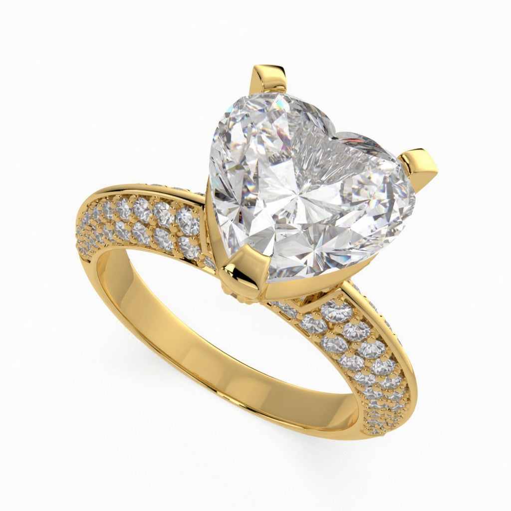Daria 3.75 Carat Heart Cut Pave 6 Prong Engagement Ring