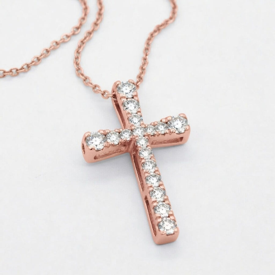 14K White Gold French Pavé Cross Lab-Grown Diamond Pendant (2.00 CTW – D–F / VS1–VS2)