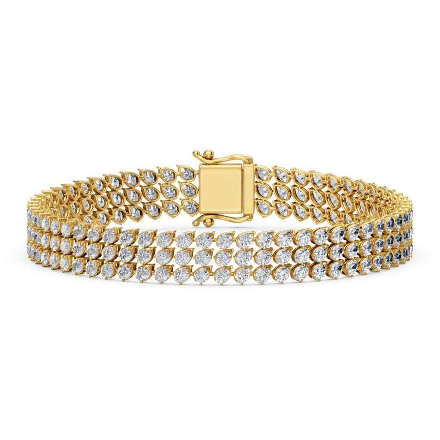12.28 Carat Pear Cut Diamond Tennis Bracelet VS1 D F White Gold 14k