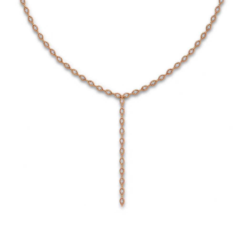 6 Ct Marquise Cut Diamond Lariat Necklace VS1 D-F White Gold 14k