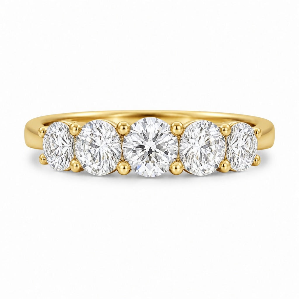 14K White Gold Lab-Grown Diamond 5-Stone Fashion Ring (1.90 CTW – D–F / VS1–VS2)