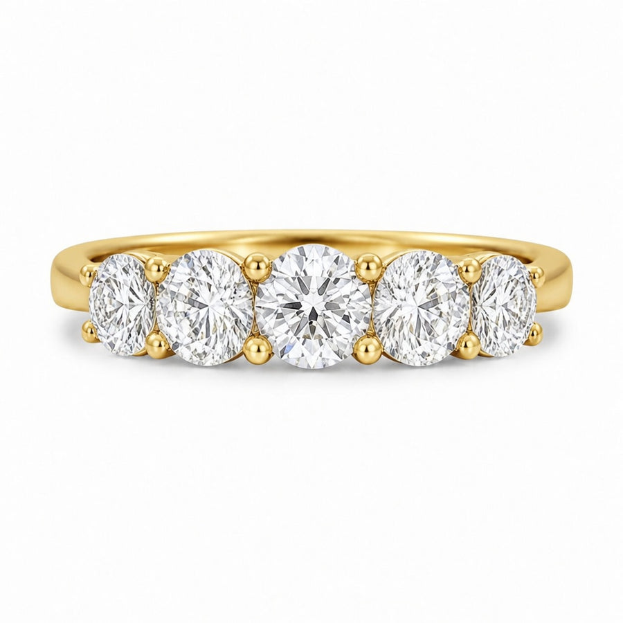 14K White Gold Lab-Grown Diamond 5-Stone Fashion Ring (1.90 CTW – D–F / VS1–VS2)