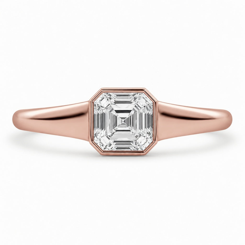 2.00 CT Asscher Cut Lab-Grown Diamond Signet Ring in 14K White Gold – Modern Statement Ring for Women