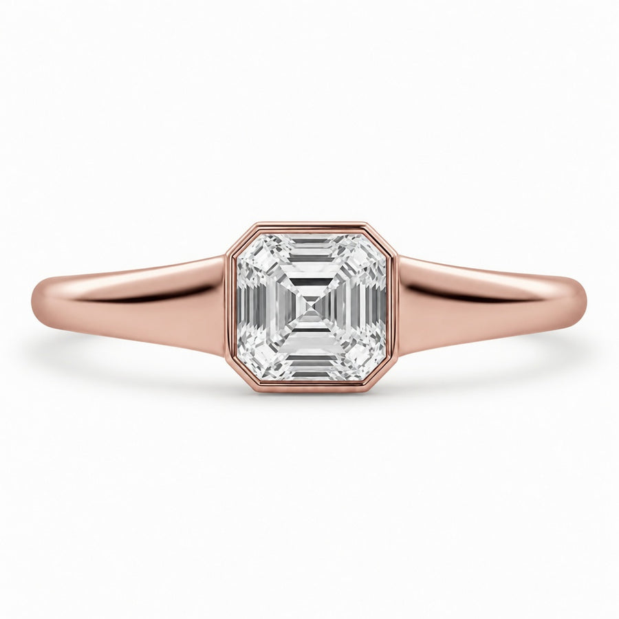 2.00 CT Asscher Cut Lab-Grown Diamond Signet Ring in 14K White Gold – Modern Statement Ring for Women