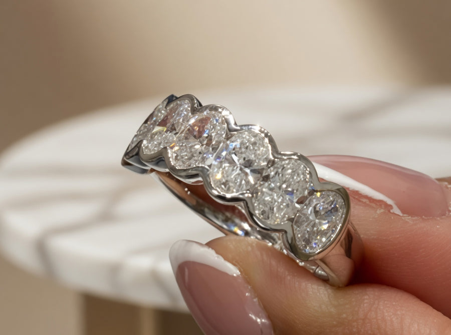 2.10 CT Lab-Grown Diamond Band Ring in 14K White Gold (D–F / VS1–VS2)
