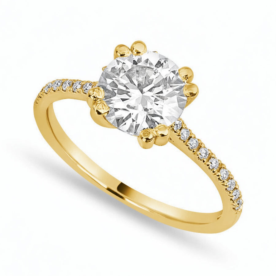 Elena 1.4 ct Lab Grown Round Cut Double Claw Pave Diamond Engagement Ring