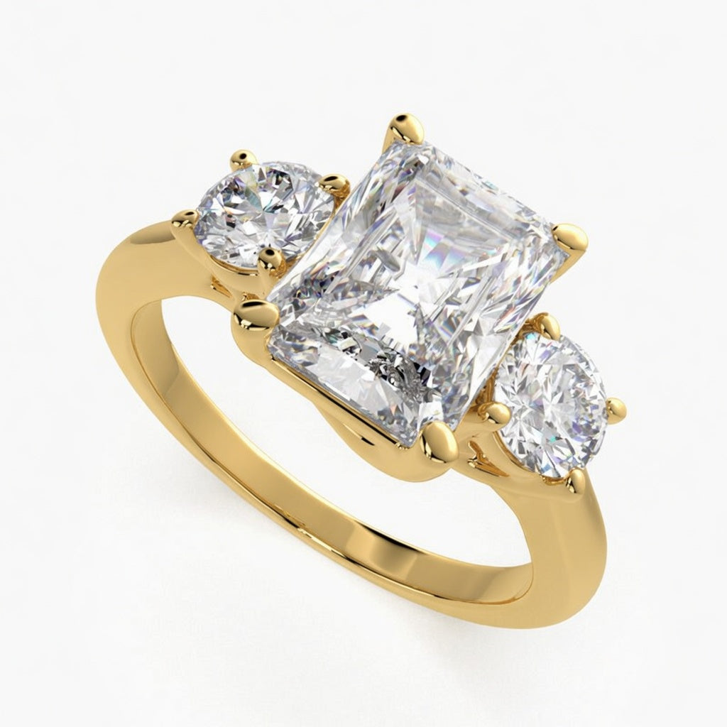 Hana 4.2 Carat Radiant Cut 3 Stone Engagement Ring