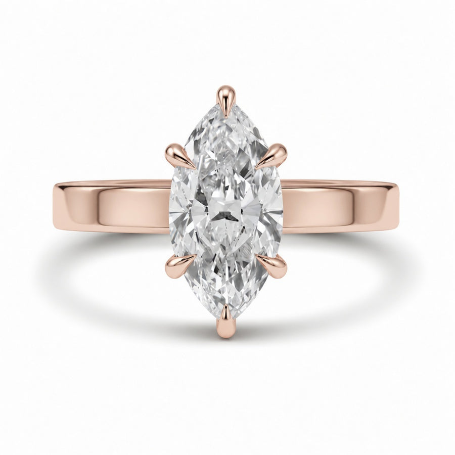 3.30 CT Marquise Lab-Grown Diamond Hidden Halo Engagement Ring in 14K White Gold – Wide Band Design | IGI Certified