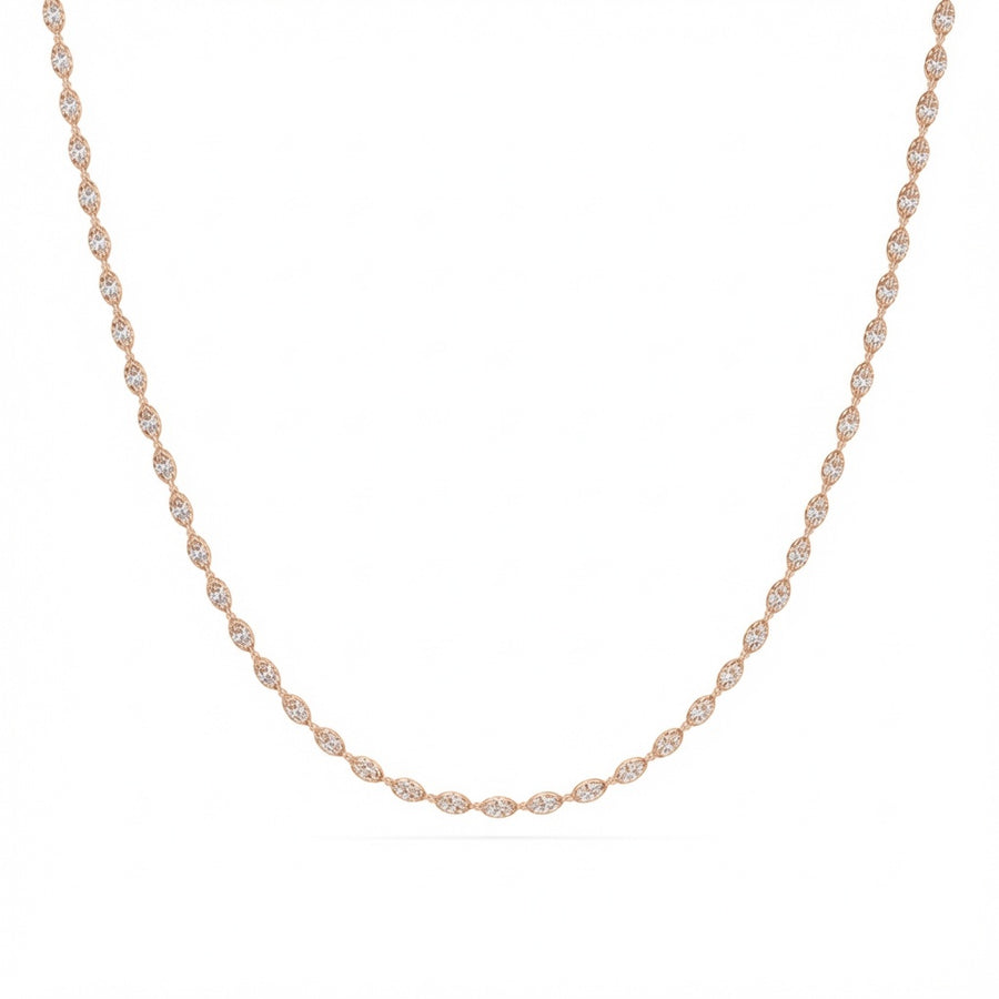 9 Ct Marquise Cut Diamond Tennis Necklace VS1 D-F White Gold 14k
