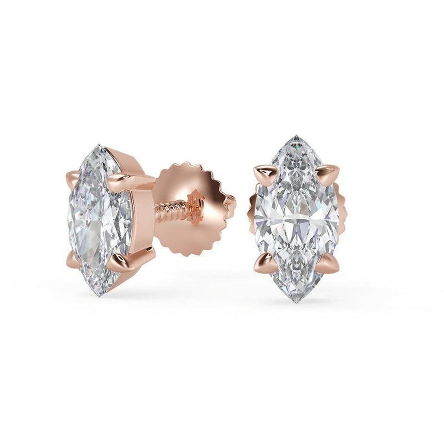 2 Ct Marquise Cut Basket Stud Diamond Earrings VS1 D Screw Back