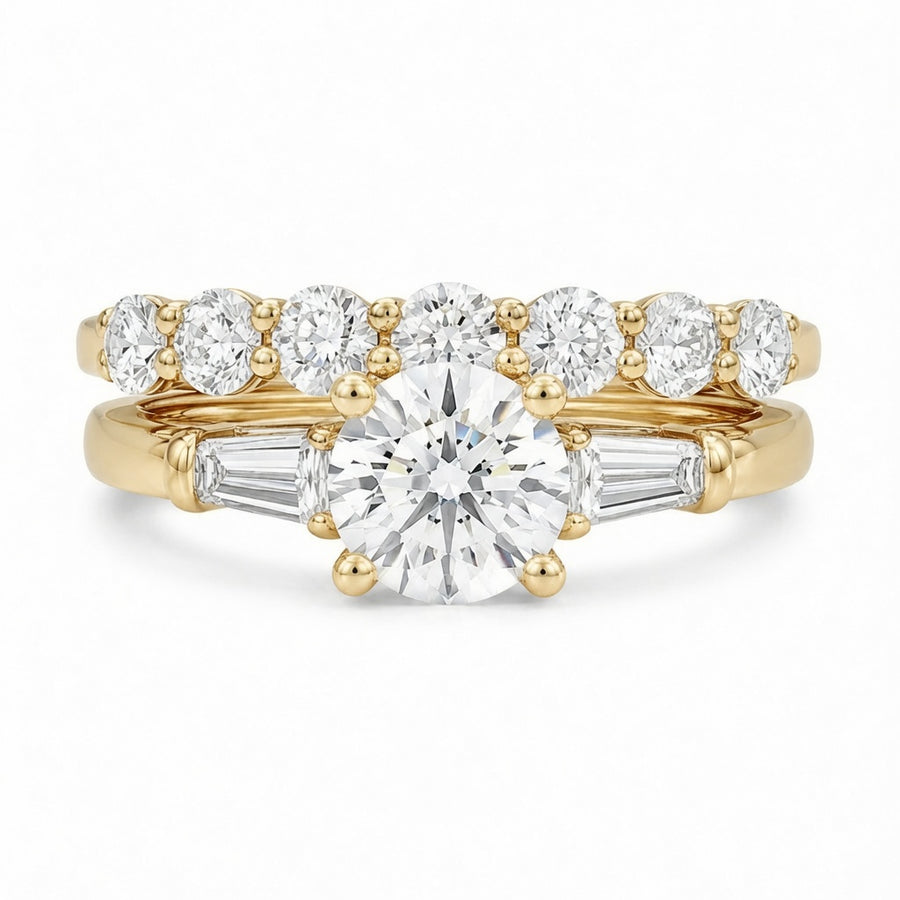 2.00 CT Round Cut Lab-Grown Diamond 3PCS Bridal Set in 14K White Gold – Brilliant Cut Trio Wedding Ring Design