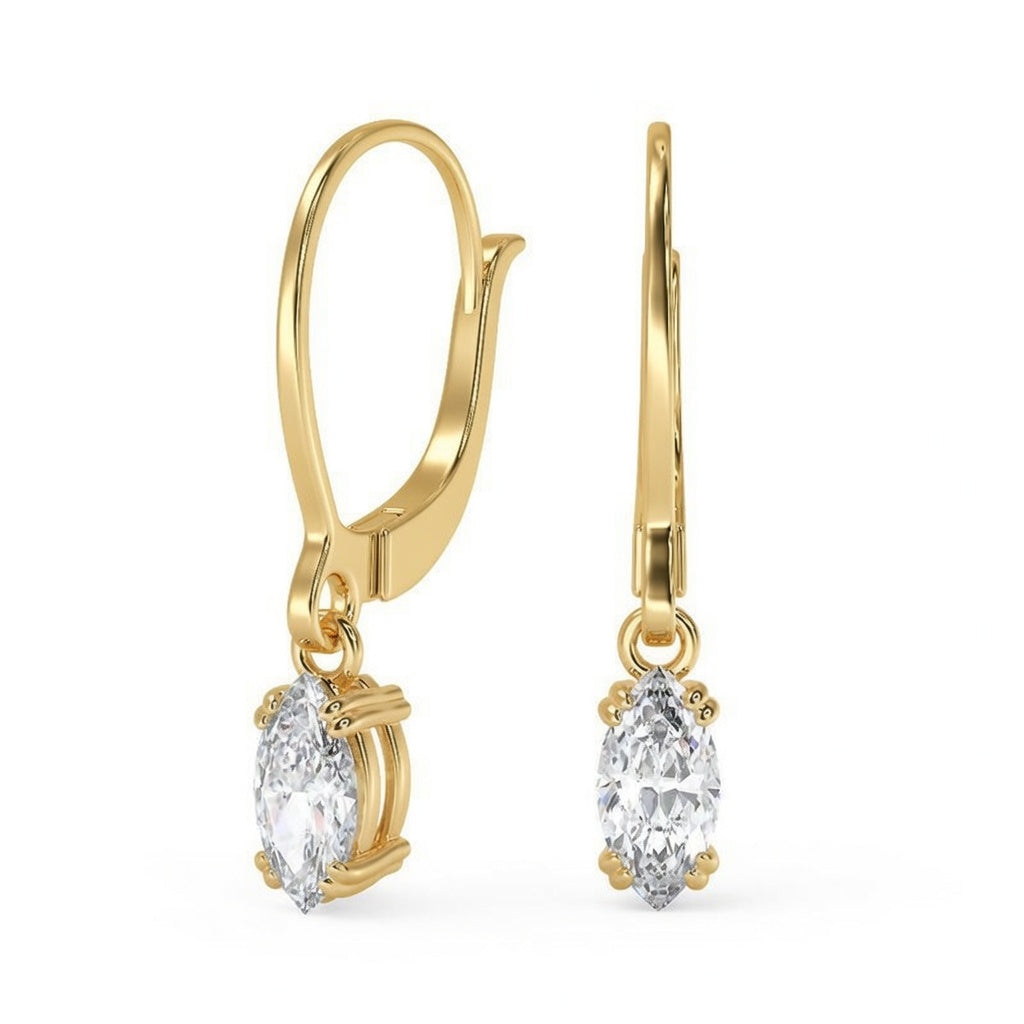 4 Ct Marquise Cut Double Prong Diamond Earrings VS1 D Leverback