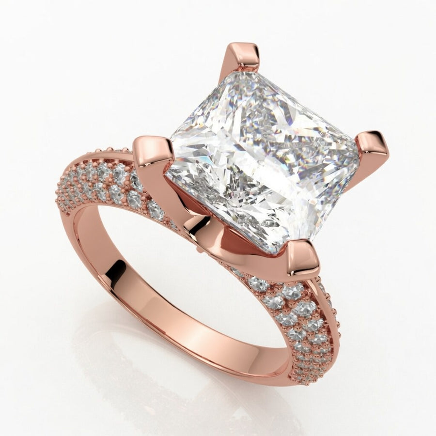 Daria 2.75 Carat Princess Cut Pave 6 Prong Engagement Ring