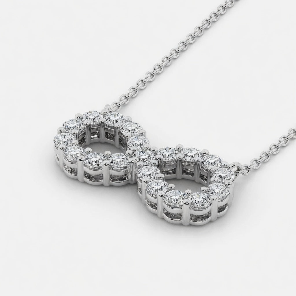 1.00 CTW Round Lab-Grown Diamond Infinity Pendant with Adjustable Chain (D–F / VS1–VS2)