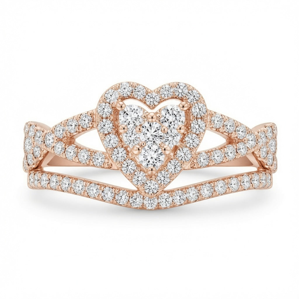 1.70 CT Heart Lab-Grown Diamond Halo 2PCS Bridal Set in 14K White Gold – Romantic Wedding Ring Design
