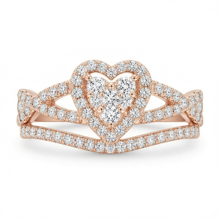 1.70 CT Heart Lab-Grown Diamond Halo 2PCS Bridal Set in 14K White Gold – Romantic Wedding Ring Design
