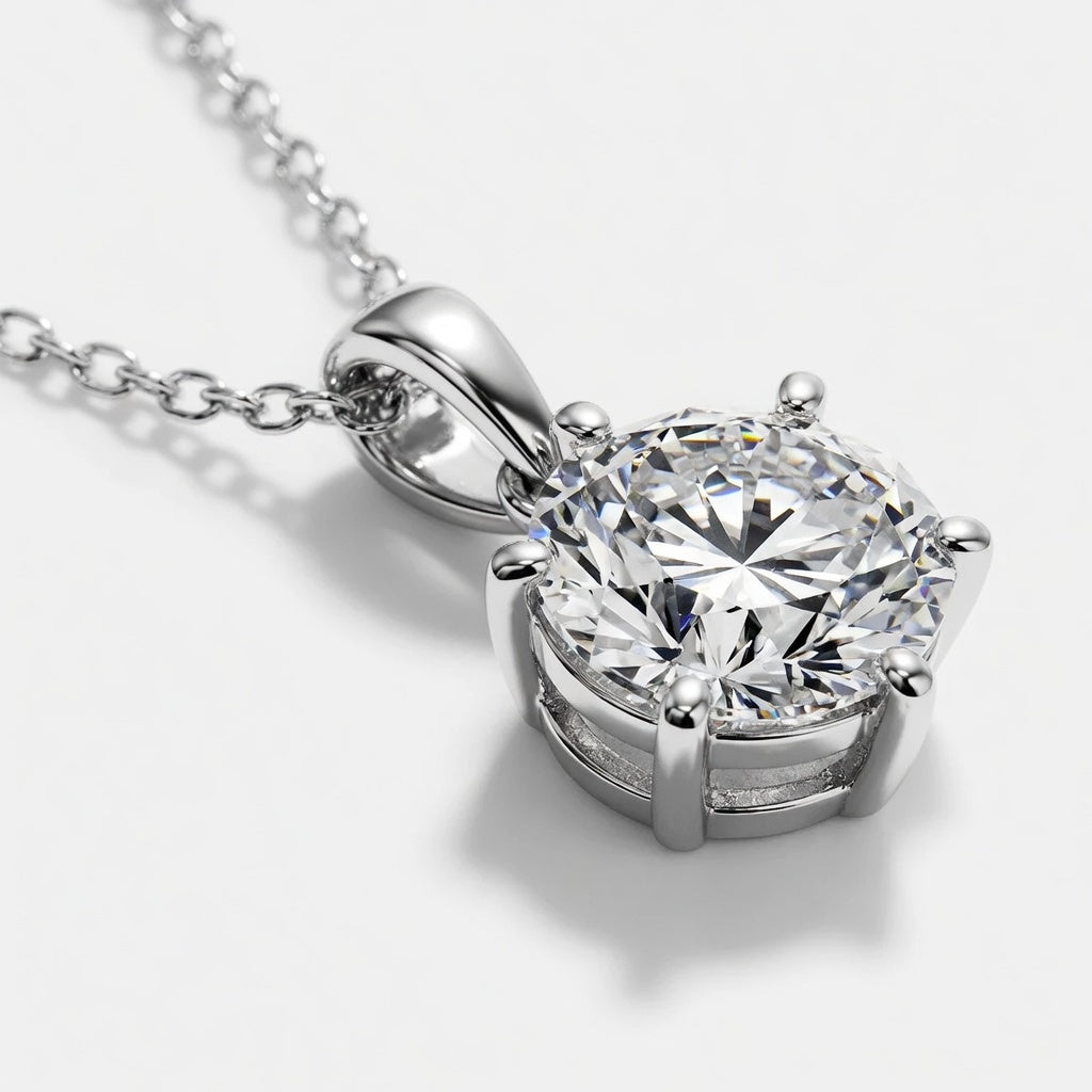 14K White Gold Six-Prong Solitaire Lab-Grown Diamond Pendant (1.00 CTW – D–F / VS1–VS2)