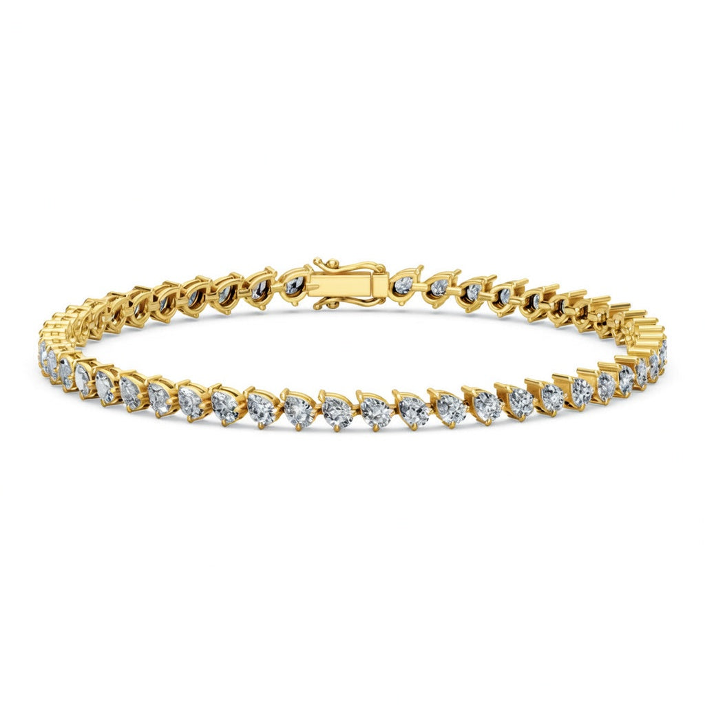 5.09 Carat Pear Cut Diamond Tennis Bracelet VS1 D F White Gold 14k