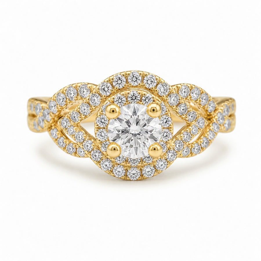 2.00 CT Round Lab-Grown Diamond Double Halo Engagement Ring in 14K White Gold – Twisted Bridal Design