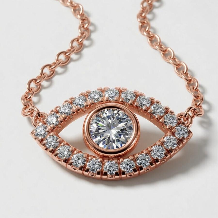 14K White Gold Evil Eye Lab-Grown Diamond Pendant (1.10 CTW – D–F / VS1–VS2)