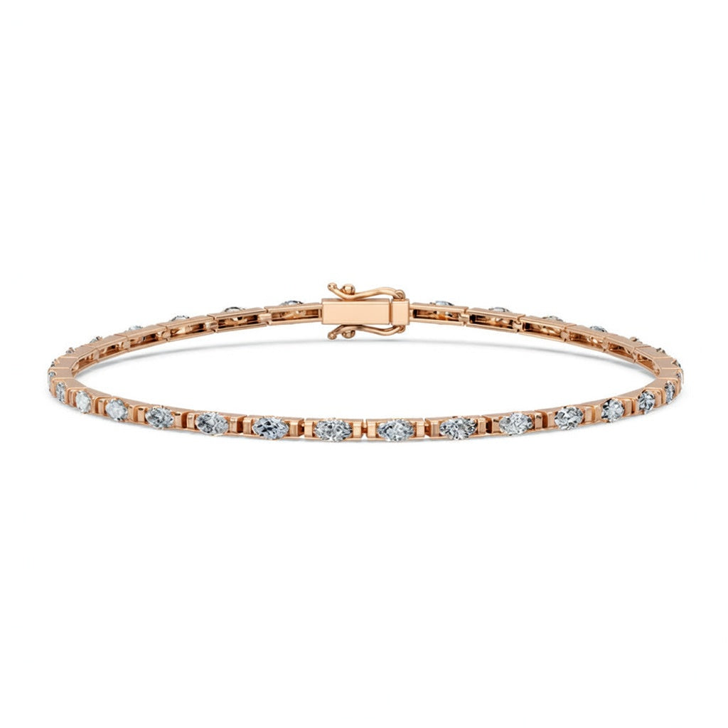 3.09 Carat Marquise Cut Diamond Tennis Bracelet VS1 D F White Gold 14k