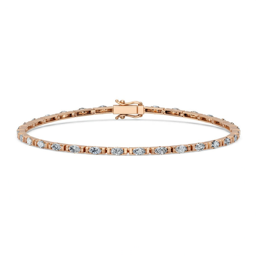 3.09 Carat Marquise Cut Diamond Tennis Bracelet VS1 D F White Gold 14k