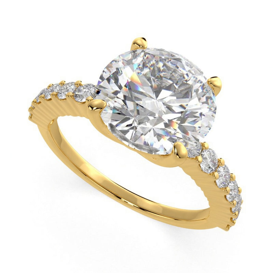 Lavinia 1.35 Carat Round Cut Side Stone 4 Prong Engagement Ring