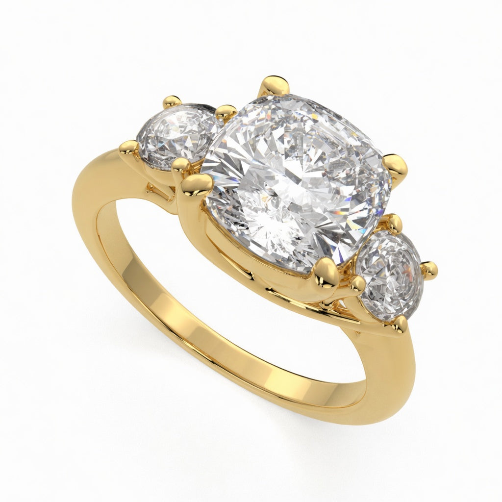 Hana 4.2 Carat Round Cut 3 Stone Engagement Ring