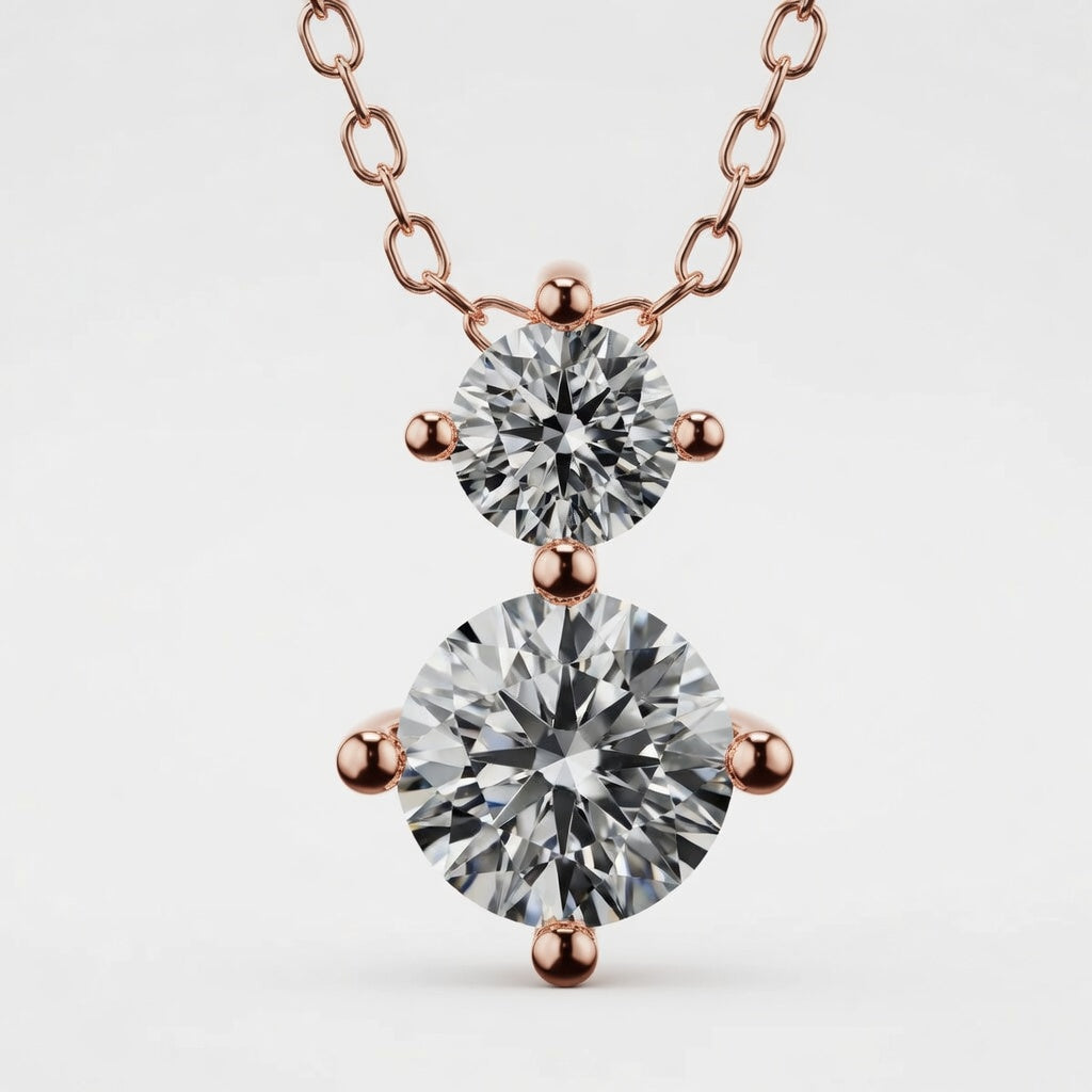 14K White Gold Two-Stone Round Lab-Grown Diamond Pendant (1.00 CTW – D–F / VS1–VS2)