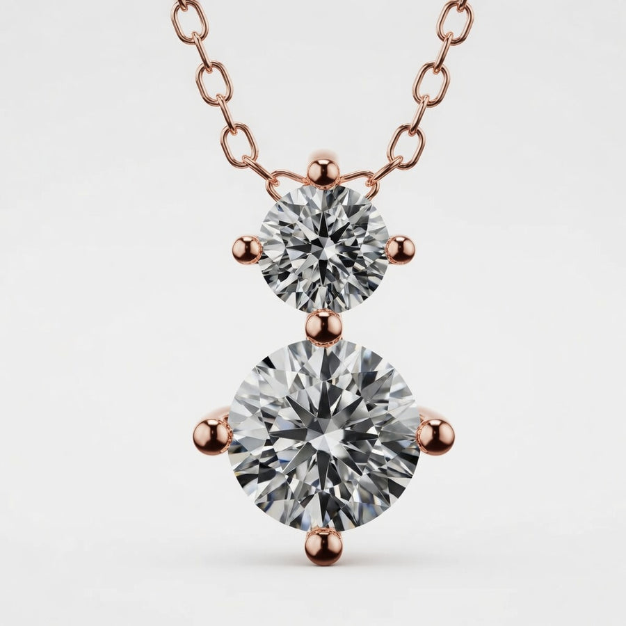 14K White Gold Two-Stone Round Lab-Grown Diamond Pendant (1.00 CTW – D–F / VS1–VS2)