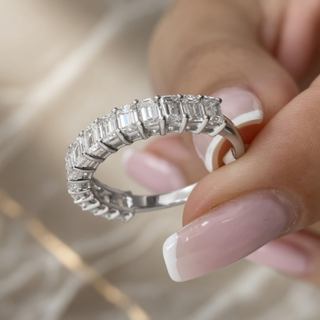 1.61 CT Lab-Grown Diamond Half Eternity Band in 14K White Gold (D–F / VS1–VS2)