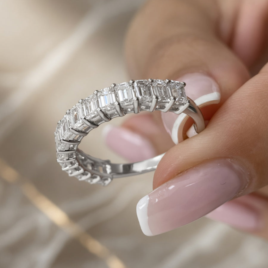 1.61 CT Lab-Grown Diamond Half Eternity Band in 14K White Gold (D–F / VS1–VS2)