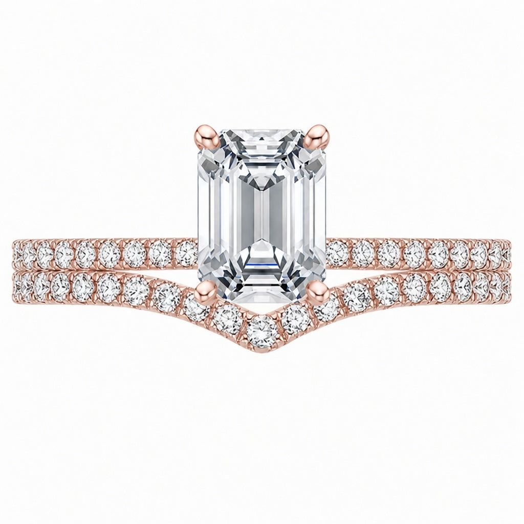 1.90 CT Ballad Lab-Grown Diamond 2PCS Bridal Set in 14K White Gold – Flair Scalloped Pavé Wedding Ring Design