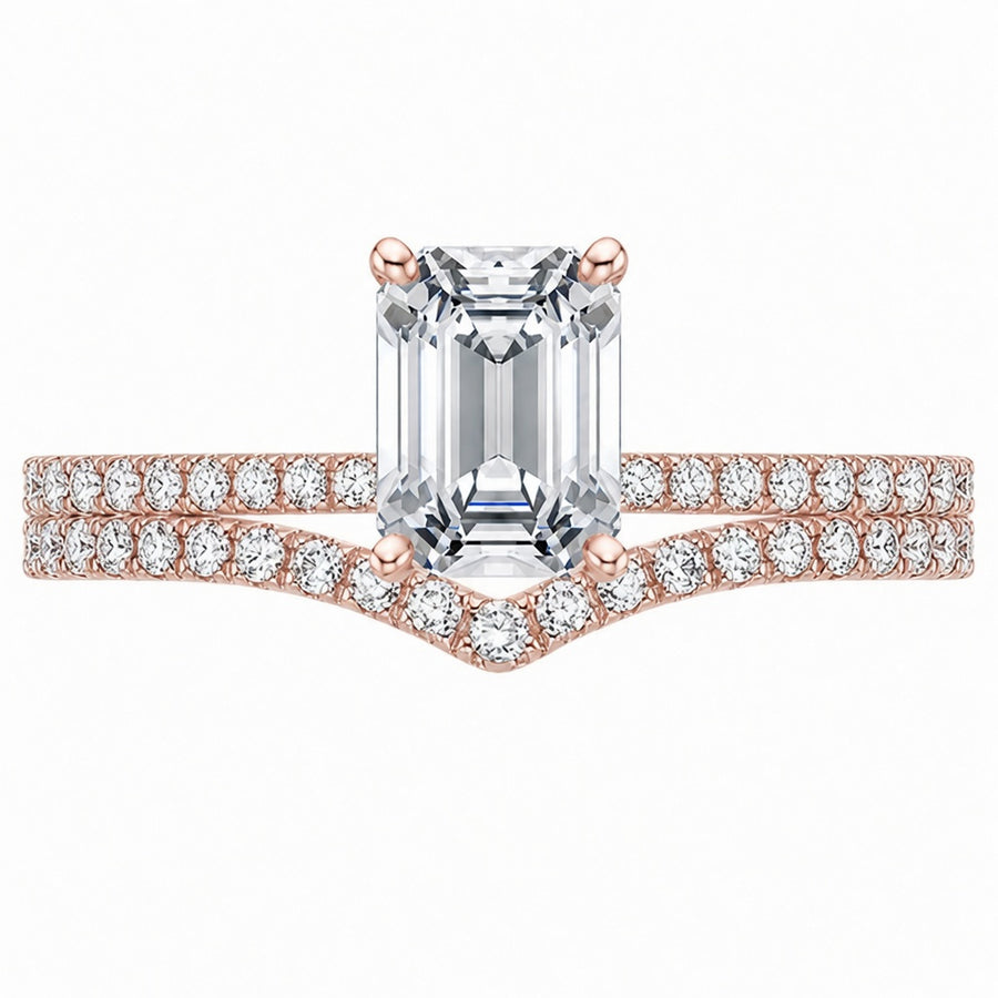1.90 CT Ballad Lab-Grown Diamond 2PCS Bridal Set in 14K White Gold – Flair Scalloped Pavé Wedding Ring Design