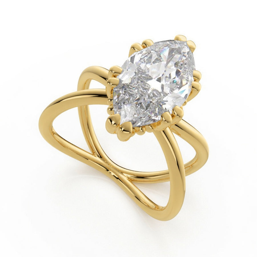 Tatiana 3 Carat Marquise Cut Solitaire Split Shank Engagement Ring