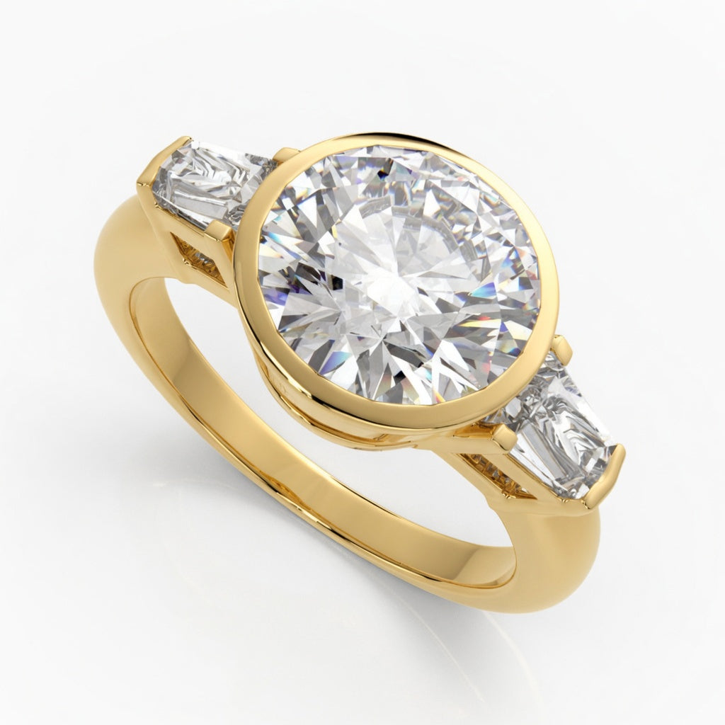 Emilia 1.5 Carat Round Cut Trilogy 3 Stone Engagement Ring