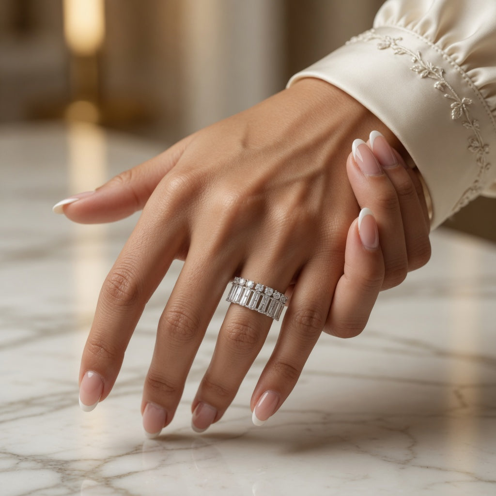 1.32 CT Lab-Grown Diamond Band Ring in 14K White Gold (D–F / VS1–VS2)