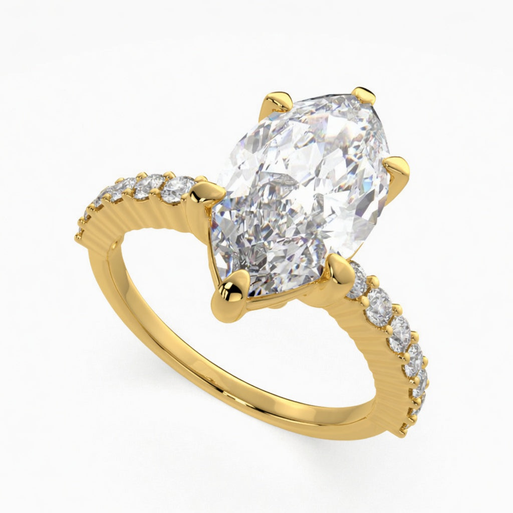 Lavinia 3.35 Carat Marquise Cut Side Stone 4 Prong Engagement Ring