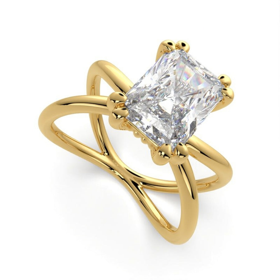 Tatiana 3 Carat Radiant Cut Solitaire Split Shank Engagement Ring